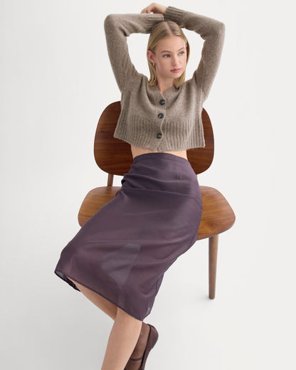 High V Cropped Cardigan in Alpaca | Taupe Melange