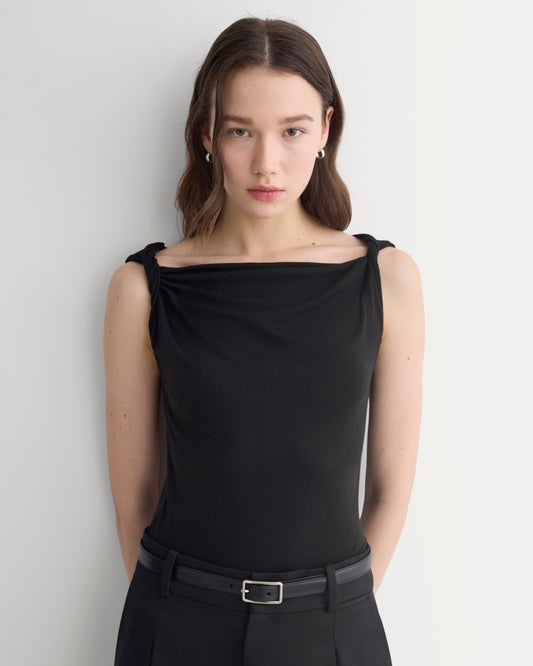 Cowl Neck Twist Tank in Butterluxe | Black