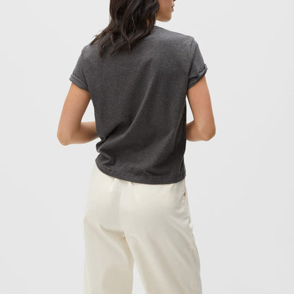 The Box-Cut Tee in Essential Cotton | Charcoal | Pocket