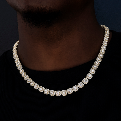 Clustered Tennis Chain in Yellow Gold- 8.5mm