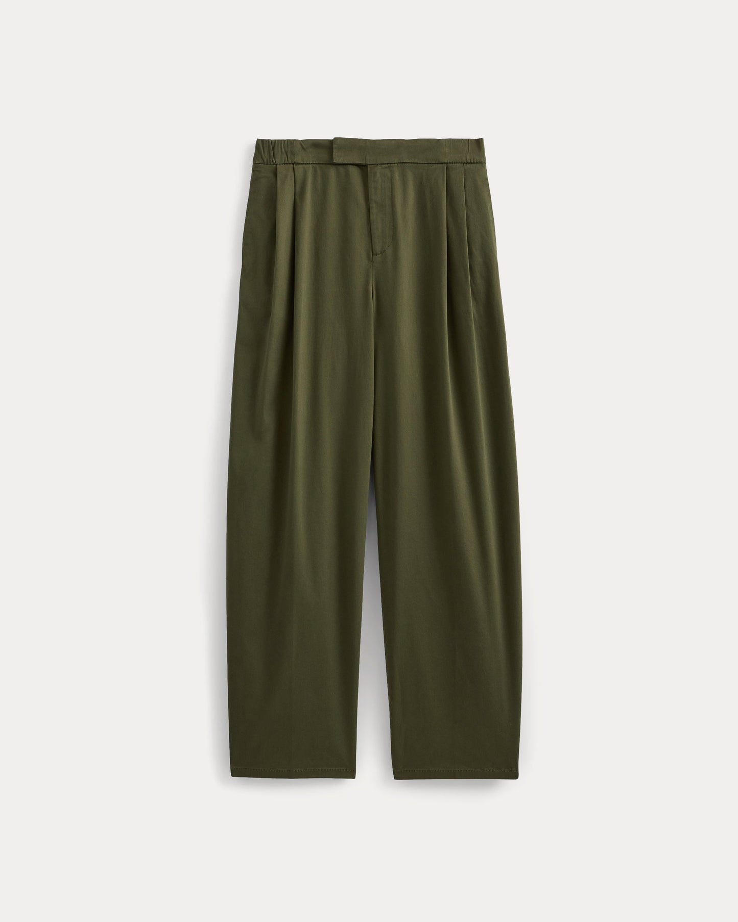 Barrel-Leg Pant in Organic Cotton Sateen | Olive Night