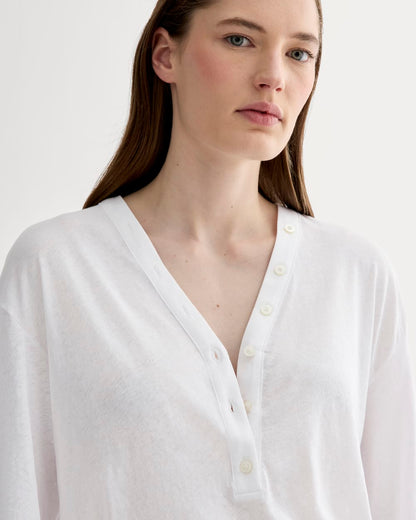 The Air V-Neck Henley | White