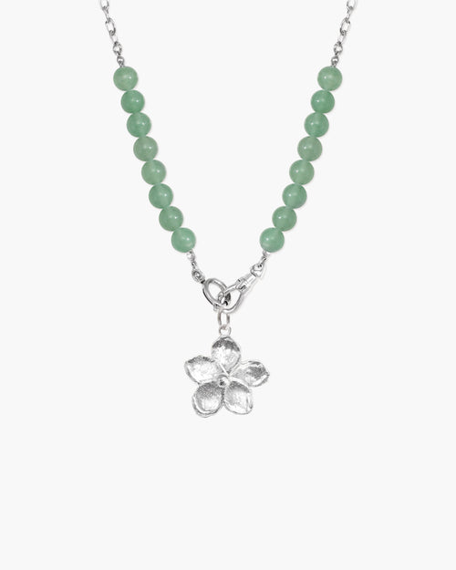 Green Aventurine Beaded Necklace with Charm Holder Clasp