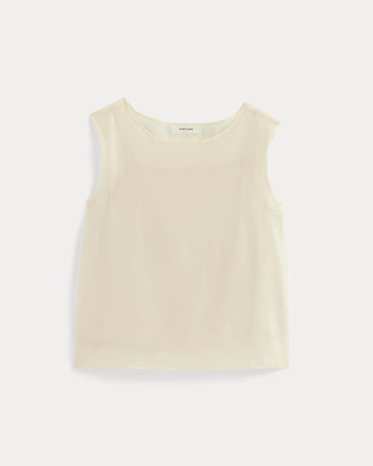 Sleeveless Top in Cotton-Silk Organza | Parchment
