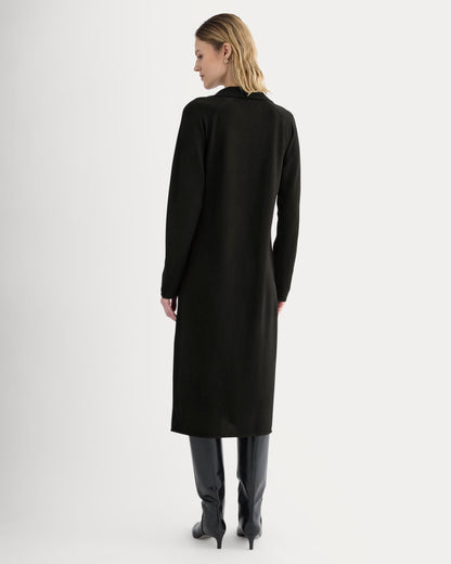 Cashmere Polo Midi Dress | Black