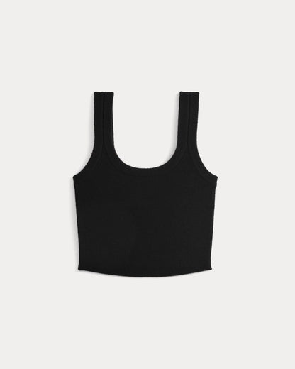 Cashmere Cropped Tank | Black