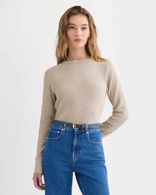 Slim-Fit Crew in Cozy Waffle | Heathered Oatmeal