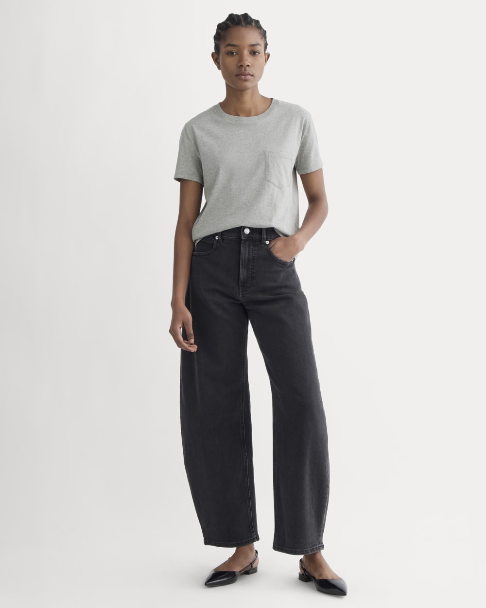 The Box-Cut Tee in Essential Cotton |  Heathered Grey | Pocket