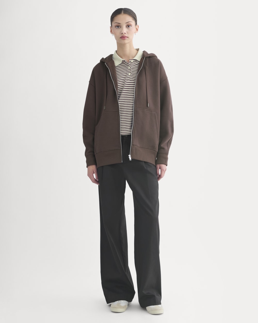 Luxe Fleece Oversized Full-Zip Hoodie | Dark Chocolate