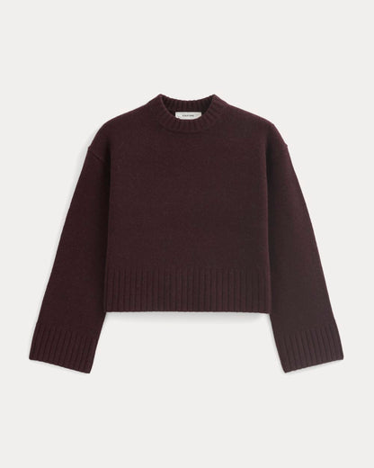 Cropped Boxy Crew in Luxe Merino | Heathered Winetasting