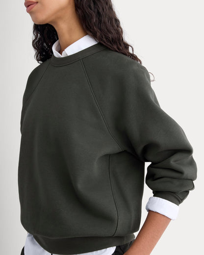 Luxe Fleece Raglan Crewneck | Washed Black
