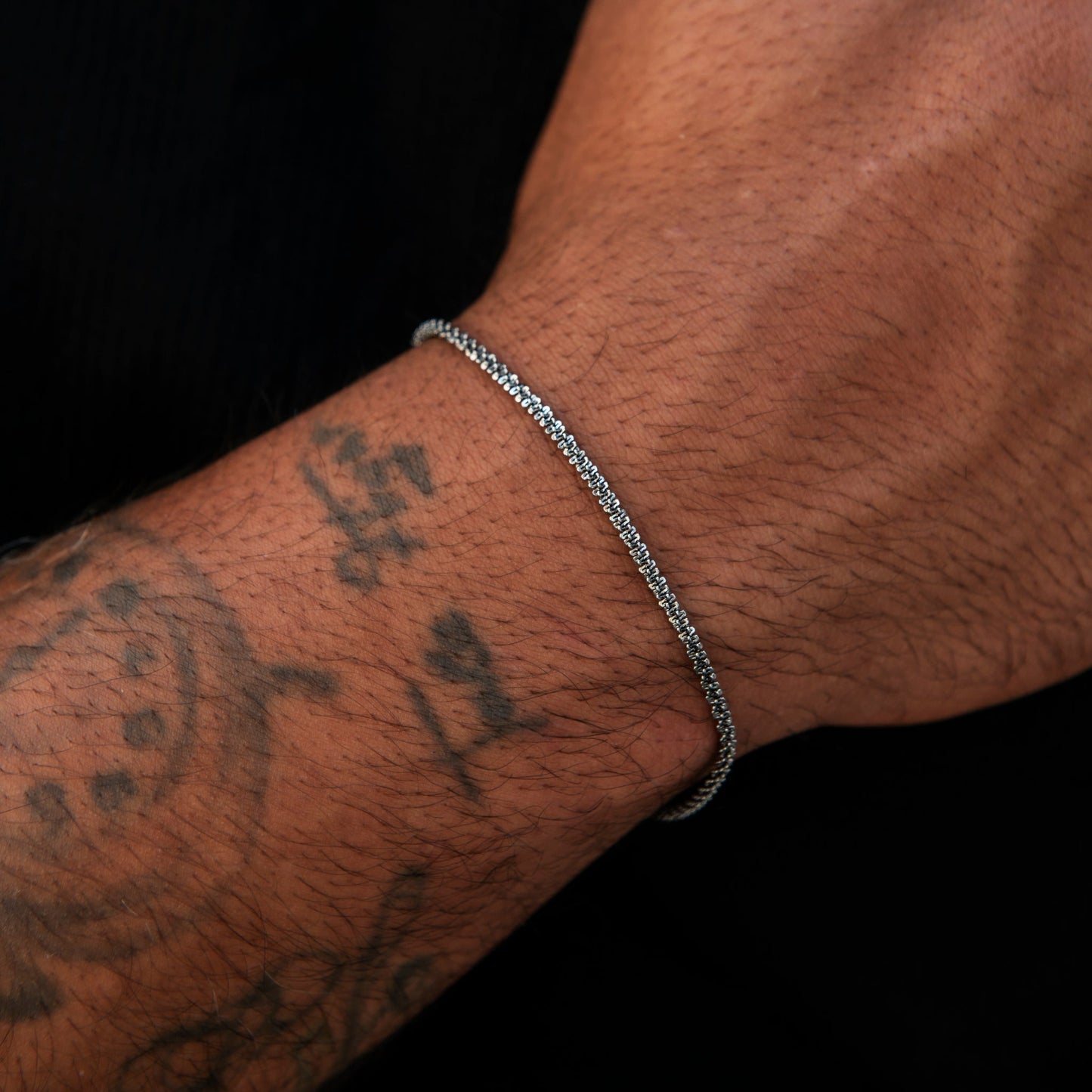 2MM Diamond Cut Popcorn Bracelet in Black