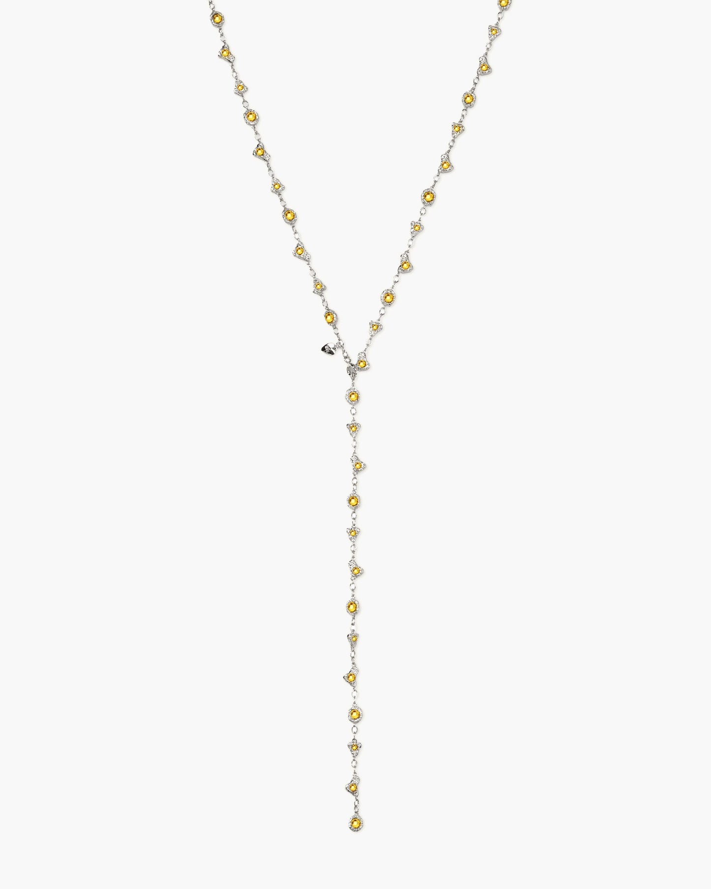 Lemon Crystal Long Chain in Silver