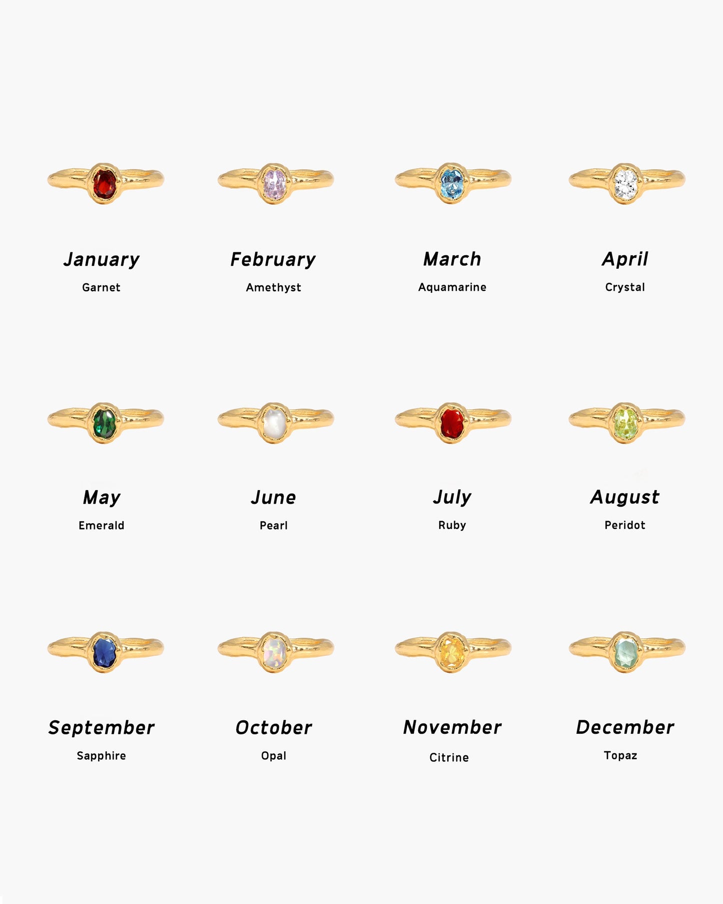 Birthstone Ring in Gold - January