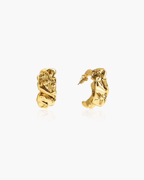 Textured Molten Earrings in Gold