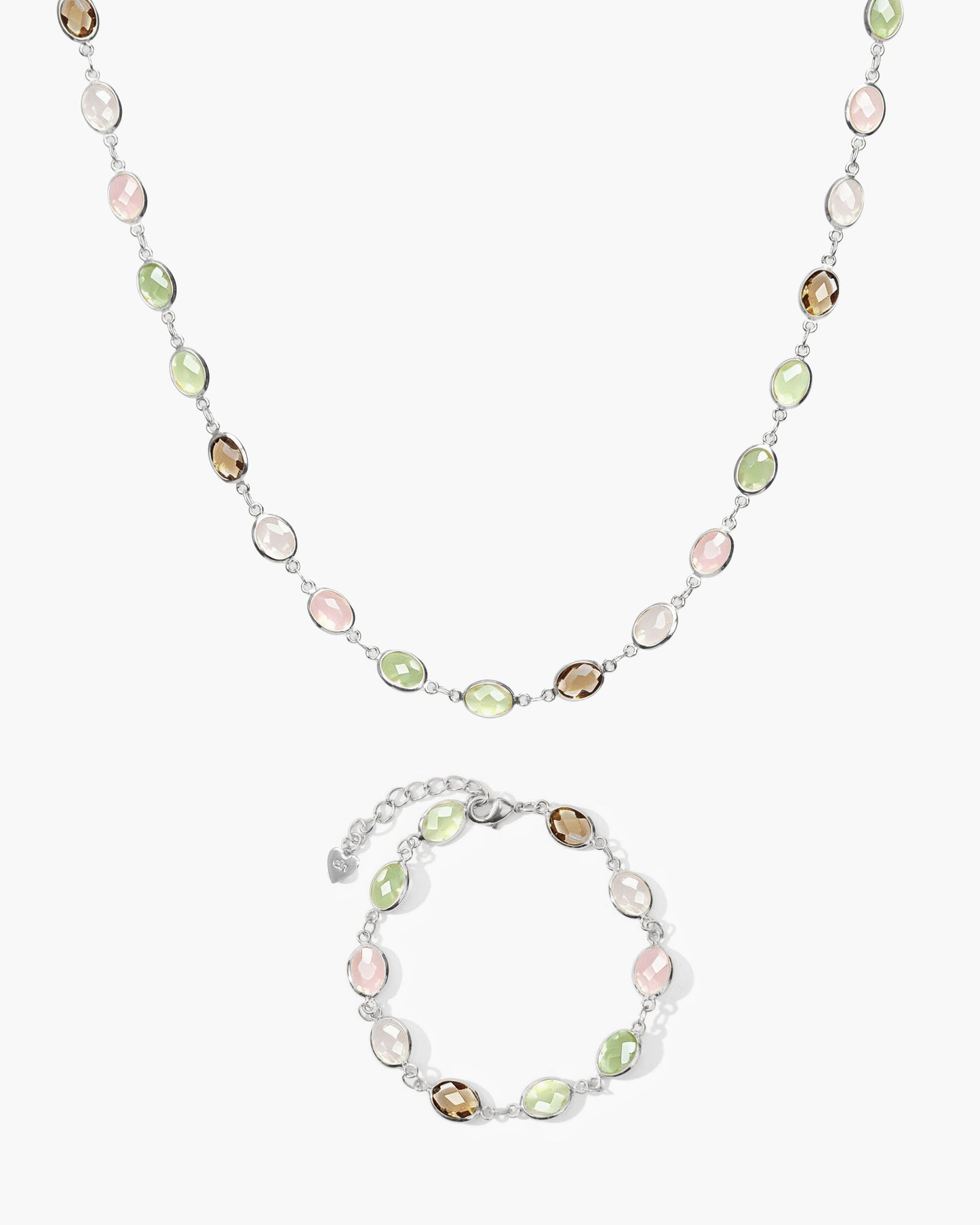 Whimsical Romance Stone Necklace in Silver