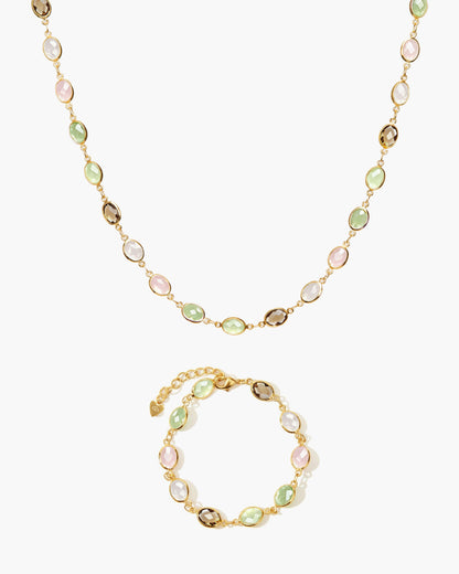 Whimsical Romance Stone Necklace and Bracelet Set