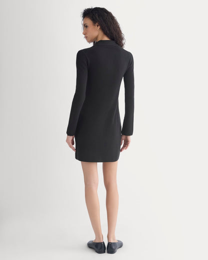 Knit Quarter-Zip Polo Dress | Black
