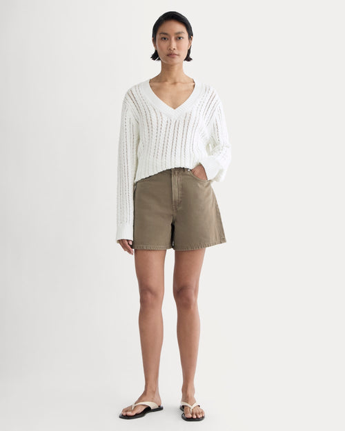 The A-Line Denim Short | Garment-Dyed Chocolate