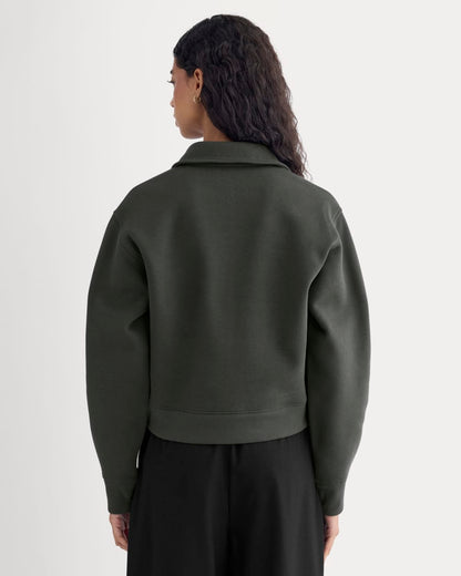 Luxe Fleece Zip Polo | Washed Black