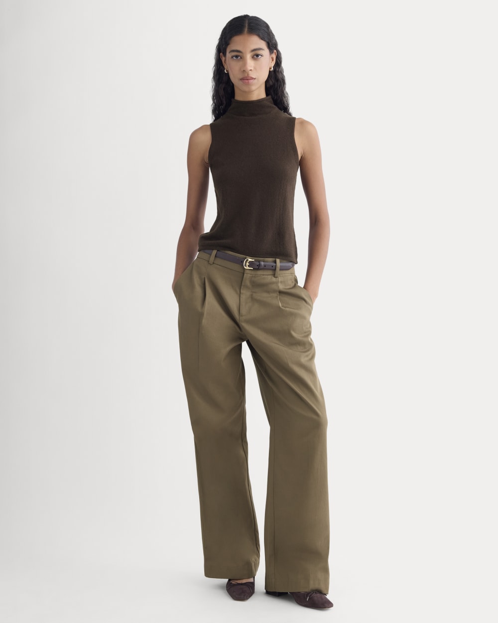 Cashmere Funnel-Neck Tank | Dark Chocolate