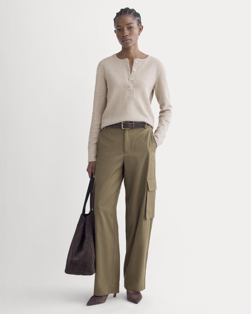 Boxy Henley in Cozy Waffle | Heathered Oatmeal