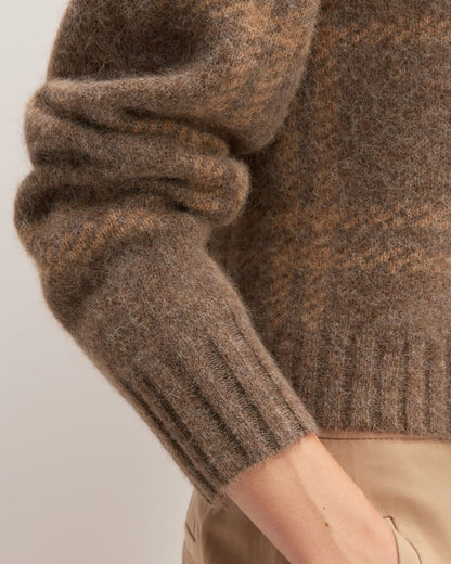 The Alpaca V-Neck Cropped Cardigan | Cocoa / Tiger's Eye
